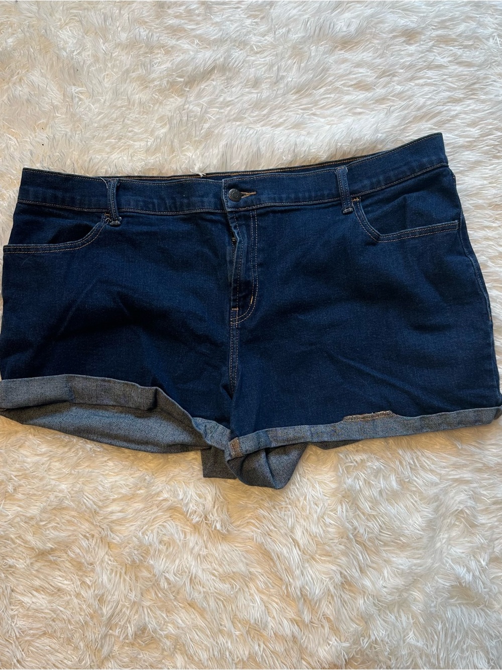 Old Navy Dark Blue Mid-Rise Denim Rolled-Hem Shorts